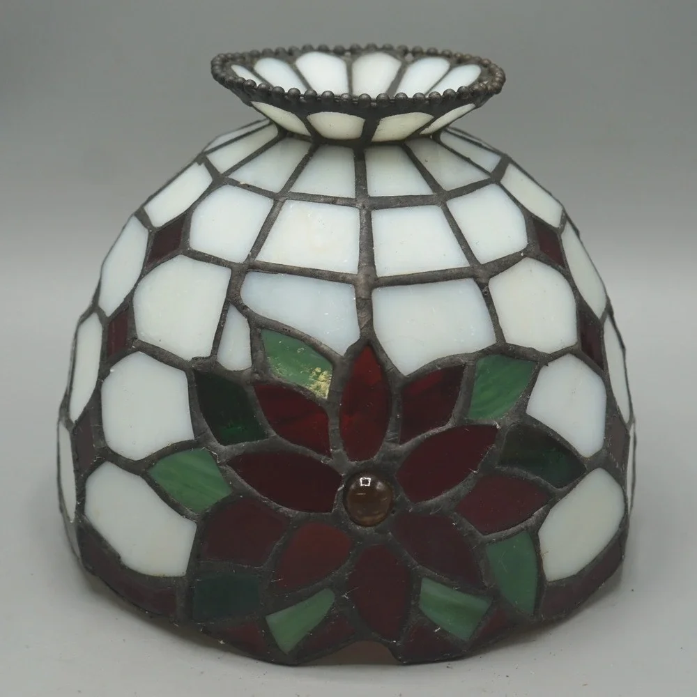 Partylite Tiffany Christmas Poinsettia Stained Glass 5